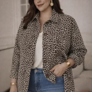Veste imprimé léopard grande taille “Fauve”